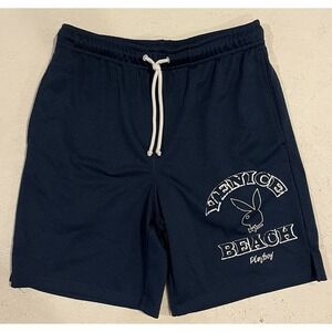 Playboy Venice Beach Blue Mesh Shorts Elastic Waist Drawstring‎ Mens Size Small